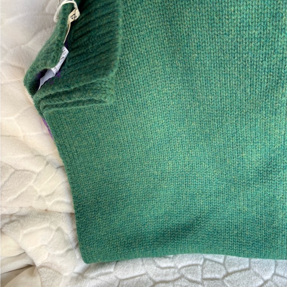 Tory Burch Merino Fair Isle Scarf Dark Ceramic Green - Picture 8 of 13